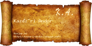 Kazári Andor névjegykártya